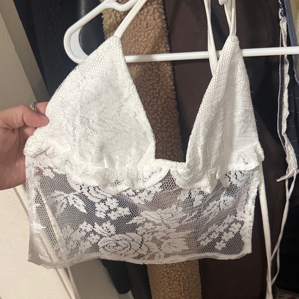 Edikted White Lace Crop Top